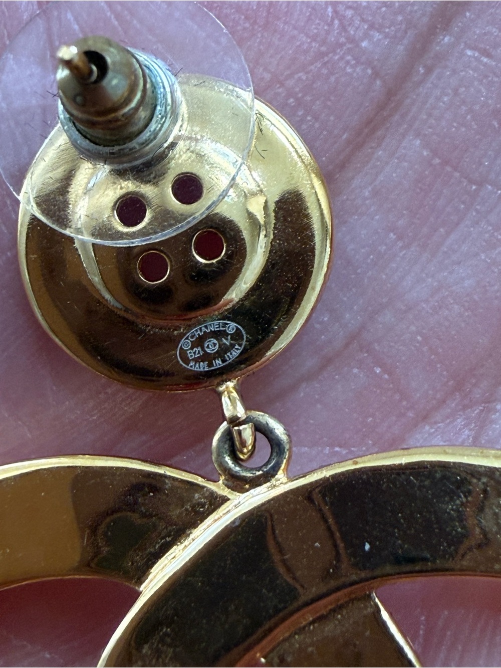 CHANEL Button Gold CC Logo Drop Earrings - Classic Gold Tone - Picture 10 of 15